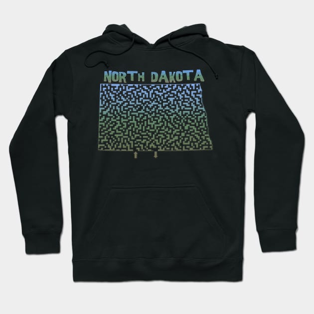 North Dakota State Outline Maze & Labyrinth Hoodie by gorff